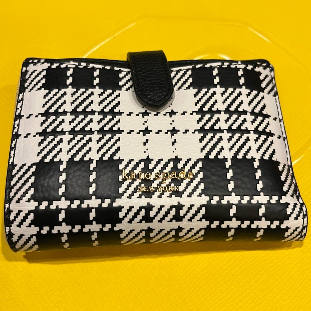New Kate spade houndstooth leather wallet